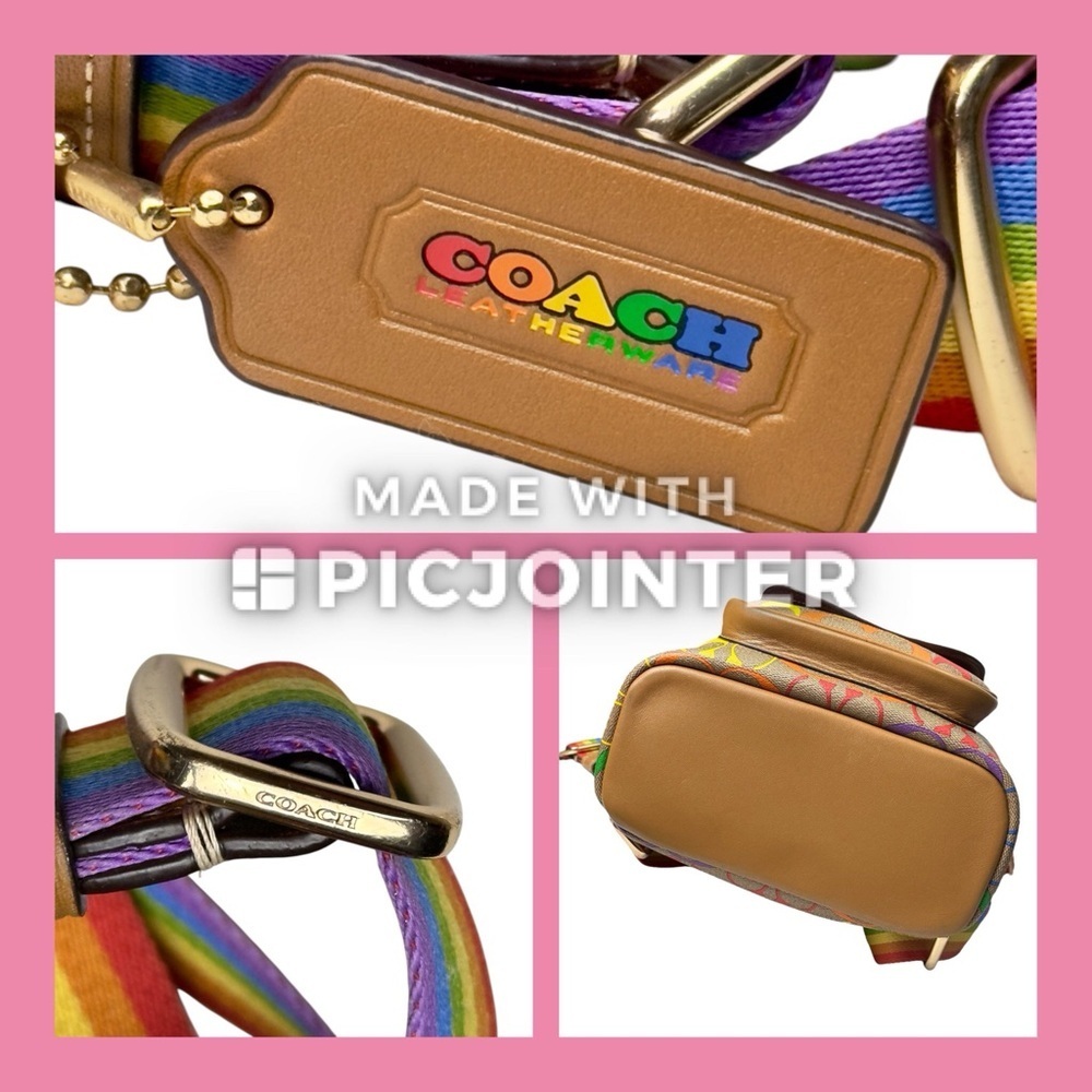 Coach Light Saddle Rainbow Signature Canvas Pennie Backpack 22 Inch - Picture 13 of 15